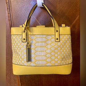 Joe's Jeans Yellow and Cream Textured Satchel